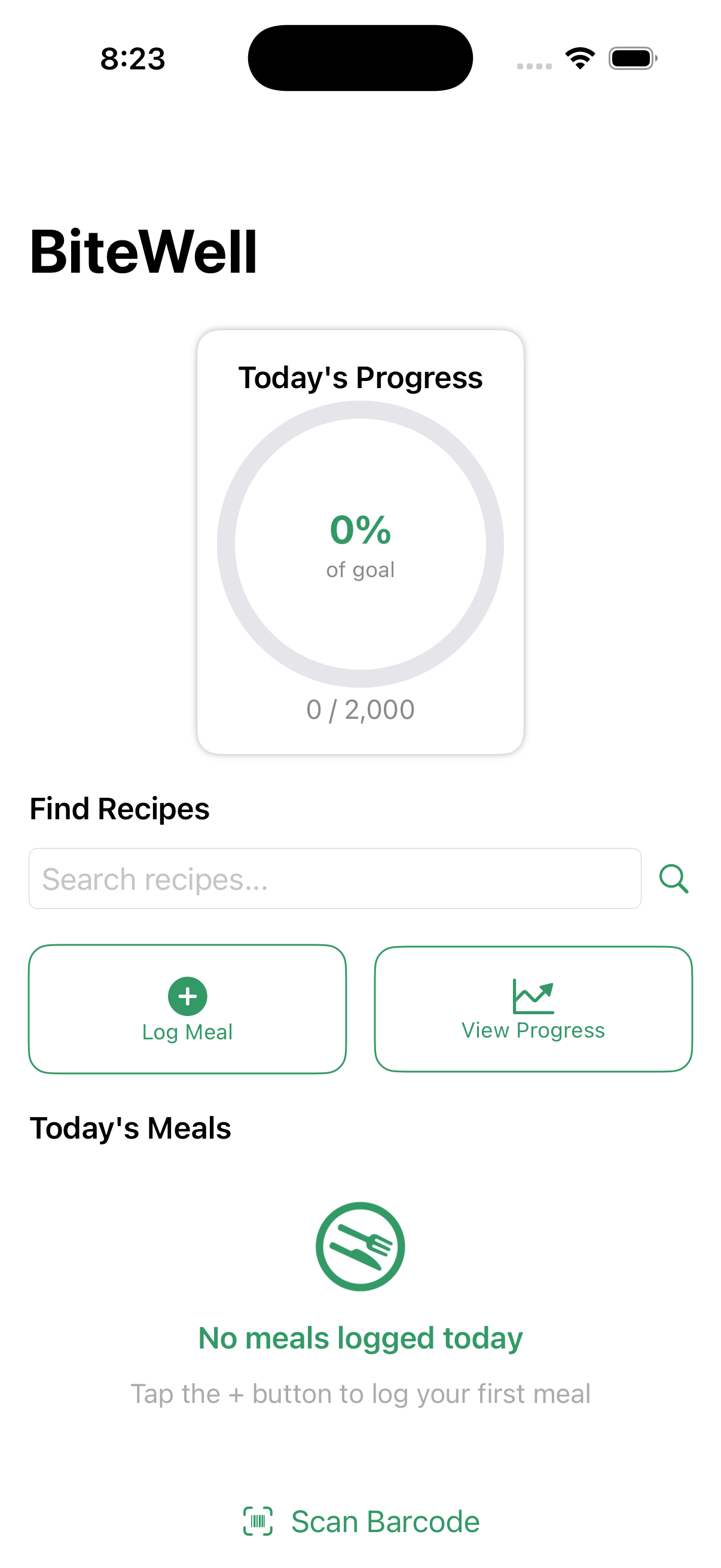 BiteWell — iOS prototype preview
