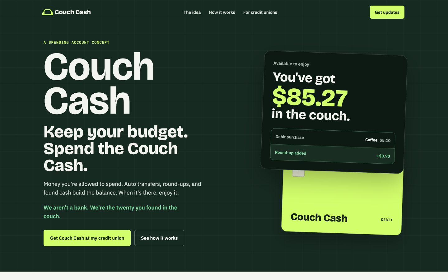 Couch Cash concept website preview
