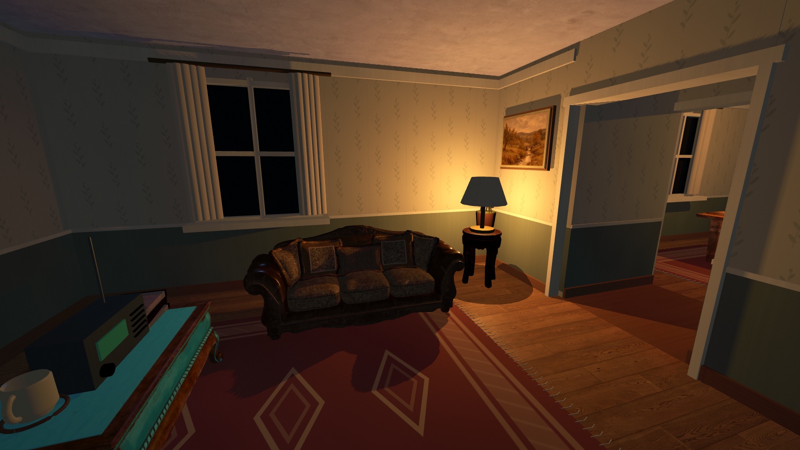 The furnished living room in Hollow Signal: The House on Briar Lane